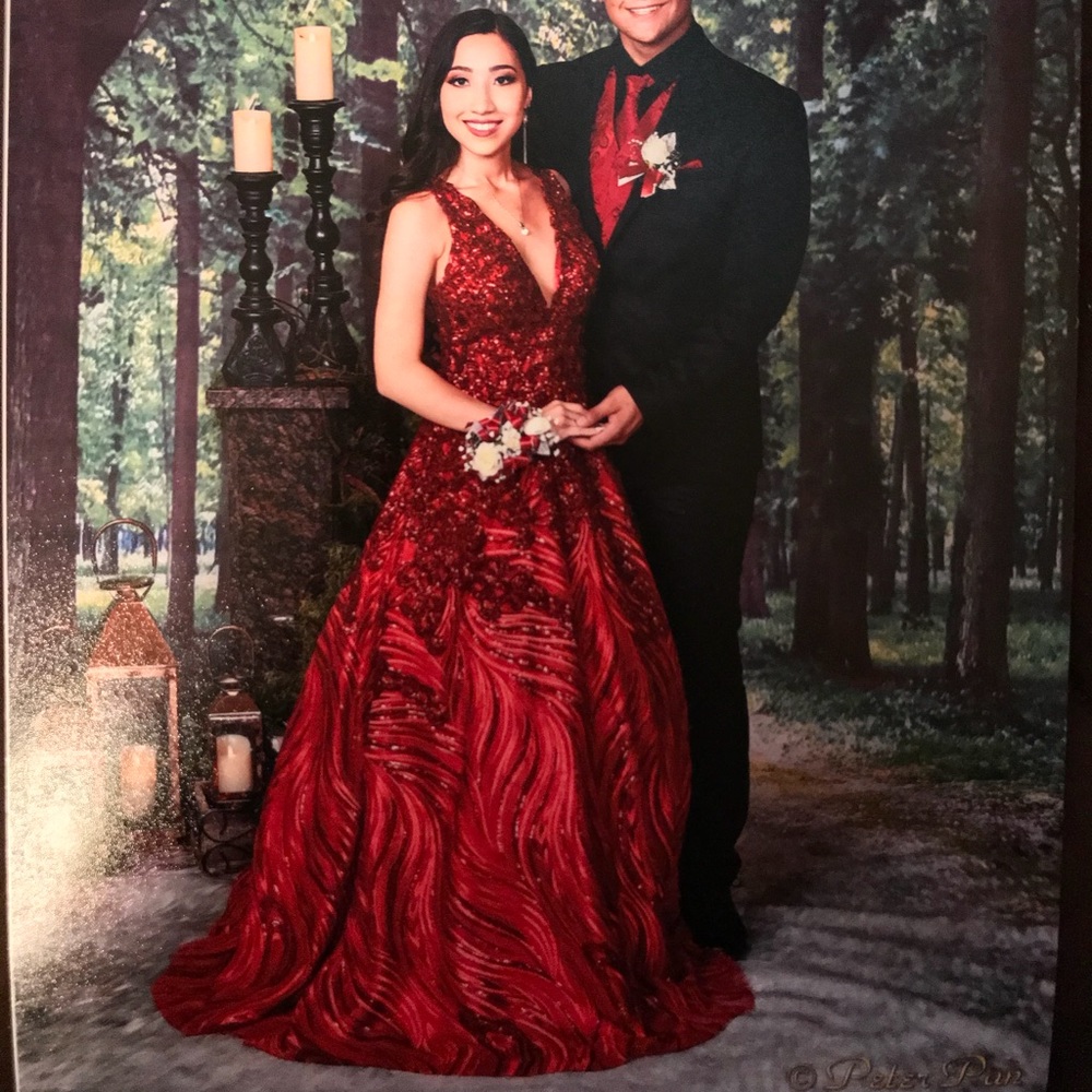 Bicici & Coty red/maroon ball gown dress